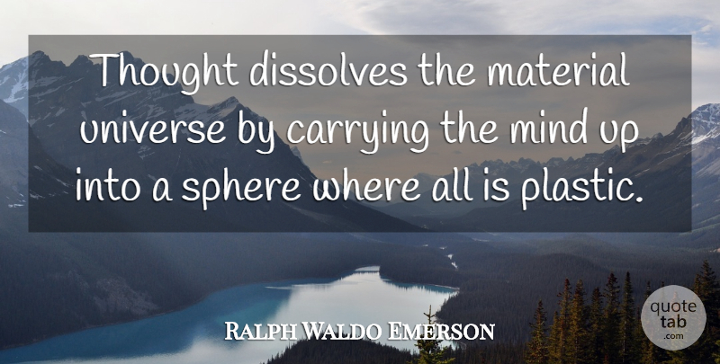 Ralph Waldo Emerson Quote About Thoughtful, Thinking, Mind: Thought Dissolves The Material Universe...
