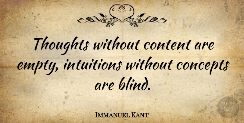 Immanuel Kant Quote About Philosophical, Intuition, Blind: Thoughts Without Content Are Empty...