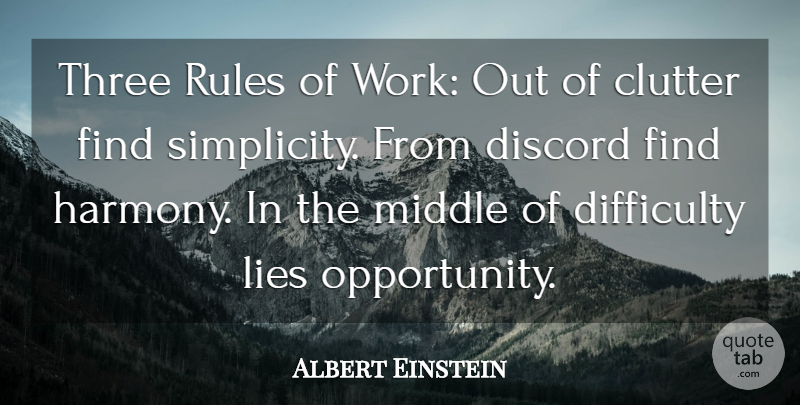 Albert Einstein Quote About Inspirational, Motivational, Peace: Three Rules Of Work Out...