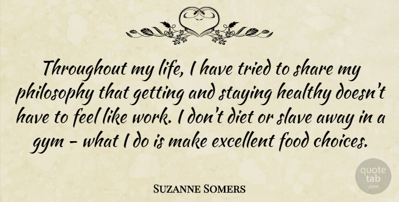 Suzanne Somers Quote About Diet, Excellent, Food, Gym, Healthy: Throughout My Life I Have...