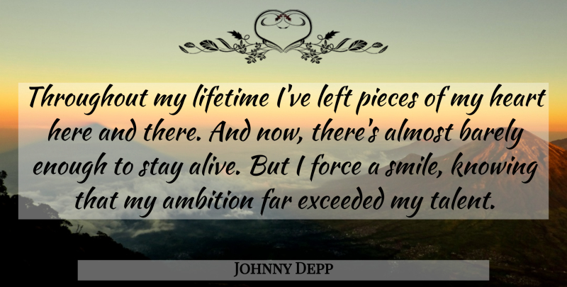 Johnny Depp Quote About Broken Heart, Ambition, Blow: Throughout My Lifetime Ive Left...