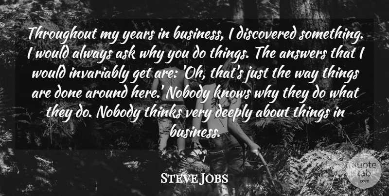 Steve Jobs Quote About Business, Deeply, Discovered, Invariably, Knows: Throughout My Years In Business...