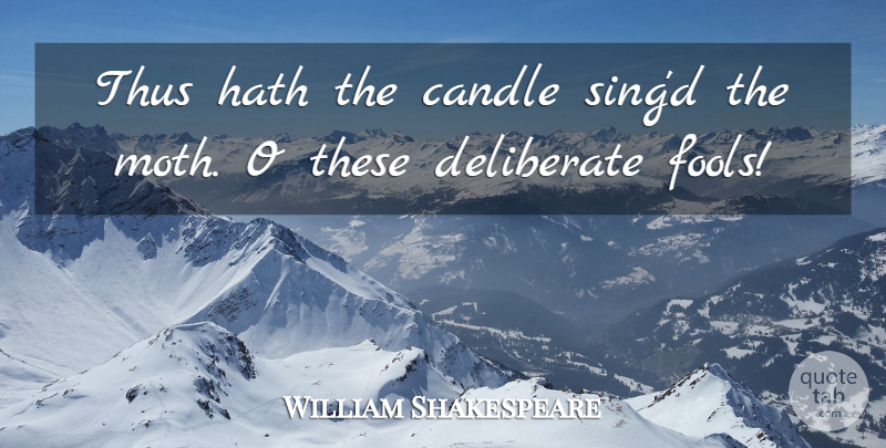 William Shakespeare Quote About Fool, Insects, Moths: Thus Hath The Candle Singd...