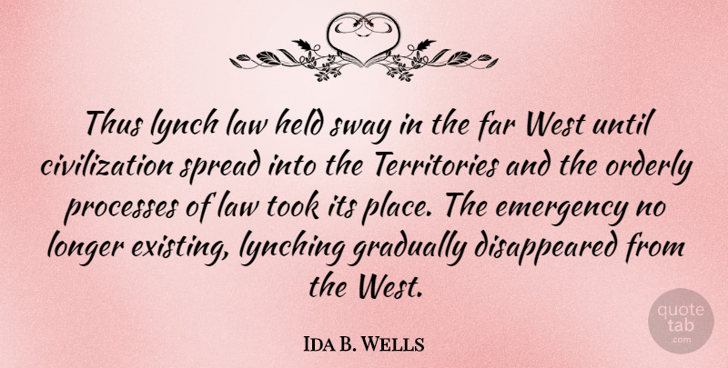 Ida B. Wells Quote About Law, Civilization, Lynching: Thus Lynch Law Held Sway...