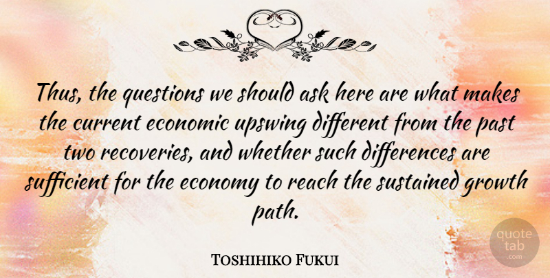 Toshihiko Fukui Quote About Ask, Current, Economic, Economy, Questions: Thus The Questions We Should...