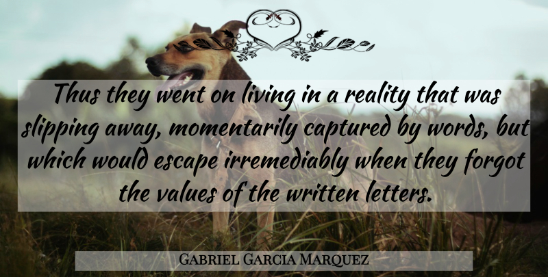 Gabriel Garcia Marquez Quote About Reality, Letters, Slipping: Thus They Went On Living...