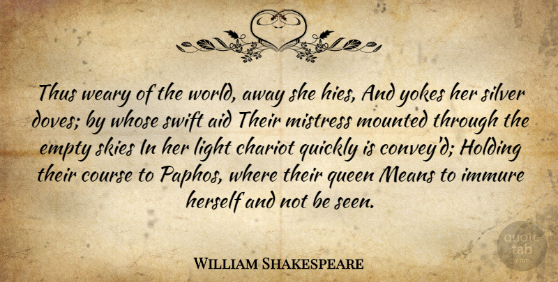 William Shakespeare Quote About Queens, Mean, Light: Thus Weary Of The World...