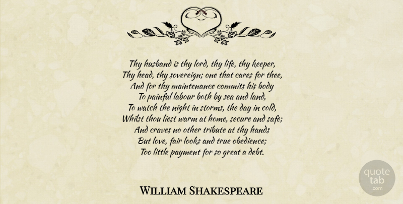 William Shakespeare Quote About Marriage, Husband, Home: Thy Husband Is Thy Lord...