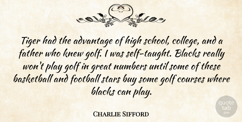 Charlie Sifford Quote About Advantage, Basketball, Blacks, Buy, Courses: Tiger Had The Advantage Of...