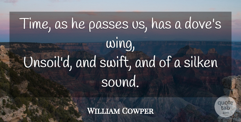 William Cowper Quote About Time, Wings, Sound: Time As He Passes Us...
