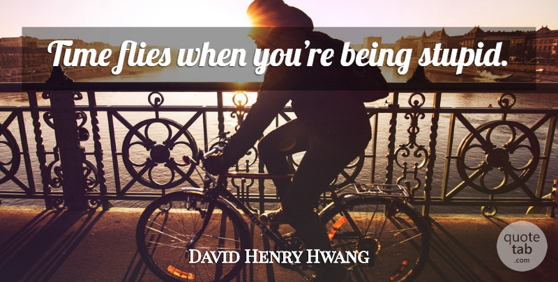 David Henry Hwang Quote About Stupid, Time Flies, Being Stupid: Time Flies When Youre Being...