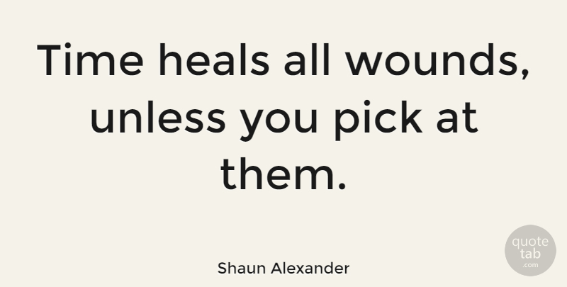 Shaun Alexander Quote About Time, Heal, Picks: Time Heals All Wounds Unless...