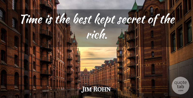 Jim Rohn Quote About Best Kept Secrets, Secret, Kept Secrets: Time Is The Best Kept...