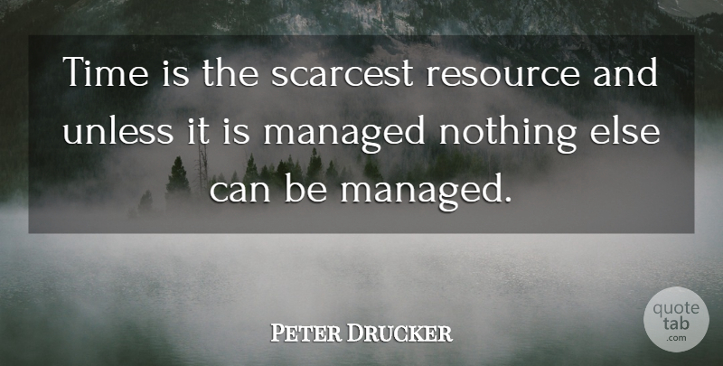 Peter Drucker Quote About Life, Wise, Funny Inspirational: Time Is The Scarcest Resource...