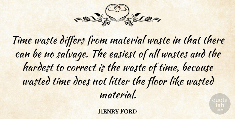 Henry Ford Quote About Doe, Waste, Wasting Time: Time Waste Differs From Material...