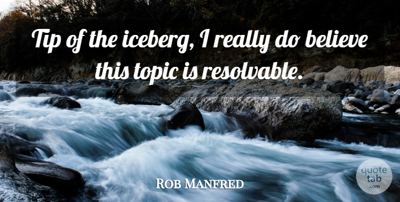 Rob Manfred Quote About Believe, Tip, Topic: Tip Of The Iceberg I...