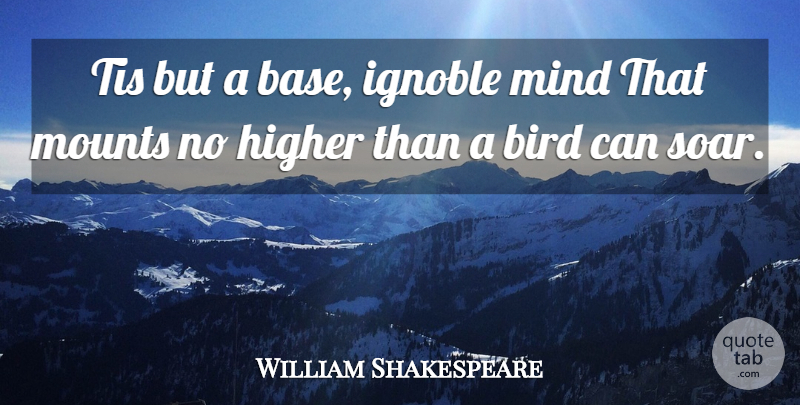 William Shakespeare Quote About Bird, Mind, Aspiration: Tis But A Base Ignoble...