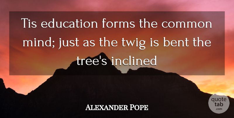 Alexander Pope Quote About Bent, Common, Education, Forms, Inclined: Tis Education Forms The Common...