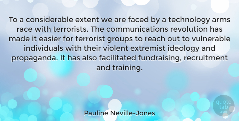 Pauline Neville-Jones Quote About Arms, Easier, Extent, Extremist, Faced: To A Considerable Extent We...