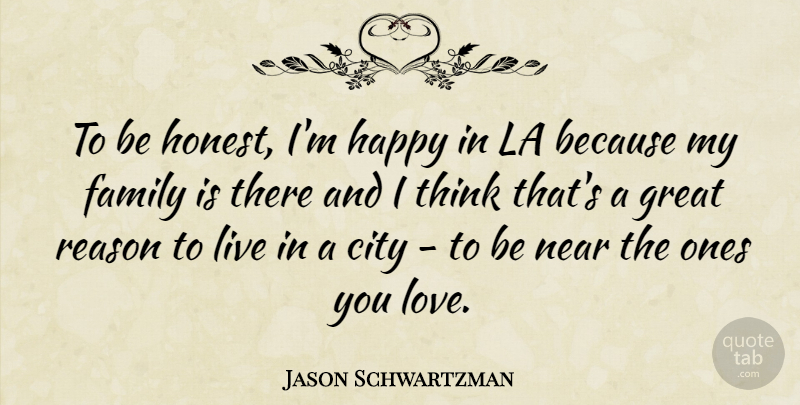 Jason Schwartzman Quote About City, Family, Great, Happy, La: To Be Honest Im Happy...