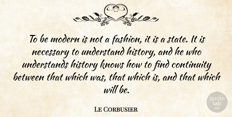 Le Corbusier Quote About Fashion, Modern, States: To Be Modern Is Not...