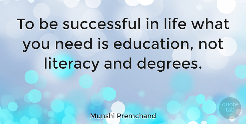 Munshi Premchand Quote About Education, Successful, Needs: To Be Successful In Life...