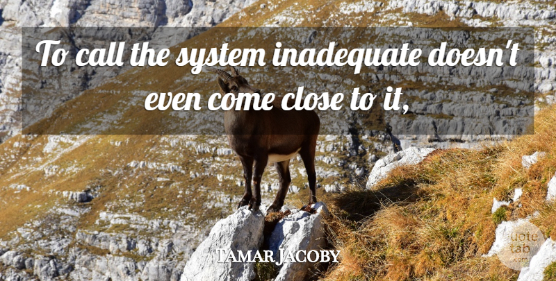 Tamar Jacoby Quote About Call, Close, Inadequate, System: To Call The System Inadequate...