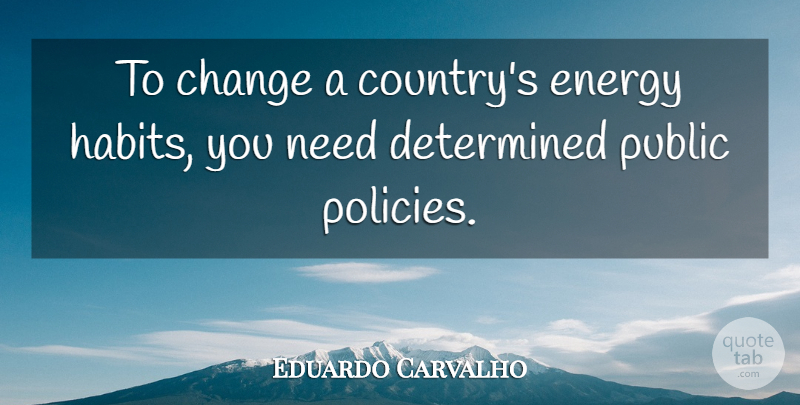 Eduardo Carvalho Quote About Change, Determined, Energy, Public: To Change A Countrys Energy...