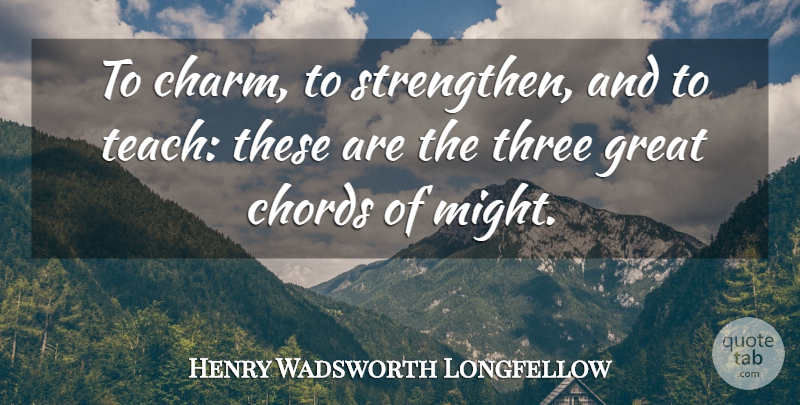 Henry Wadsworth Longfellow Quote About Might, Three, Chords: To Charm To Strengthen And...