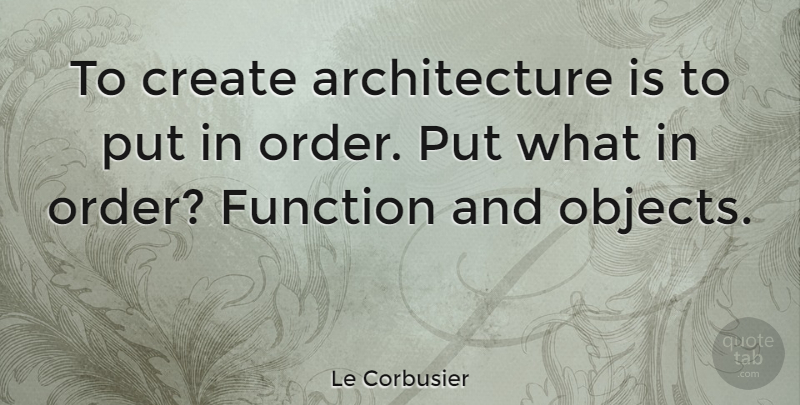 Le Corbusier Quote About Order, Design, Architecture: To Create Architecture Is To...