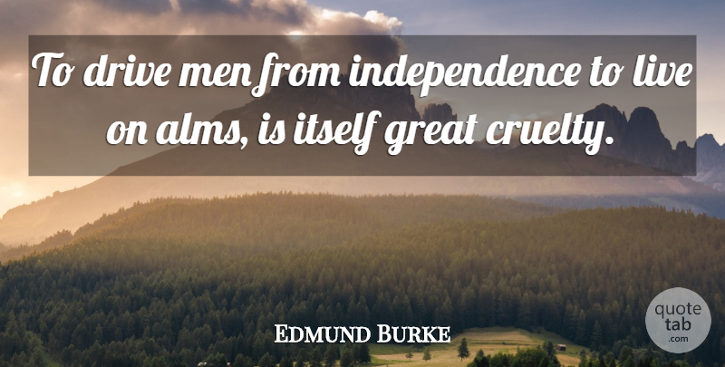 Edmund Burke Quote About Men, Independence, Welfare: To Drive Men From Independence...