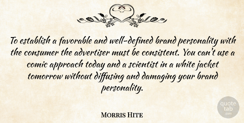 Morris Hite Quote About Advertiser, Approach, Brand, Comic, Consumer: To Establish A Favorable And...
