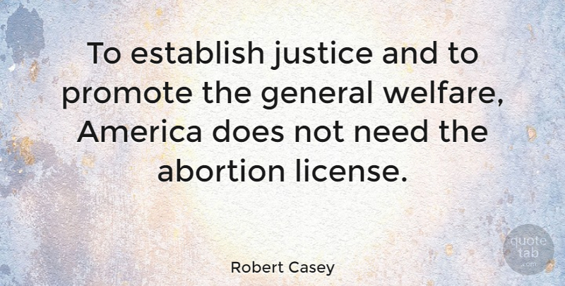 Robert Casey Quote About America, Establish, General, Promote: To Establish Justice And To...