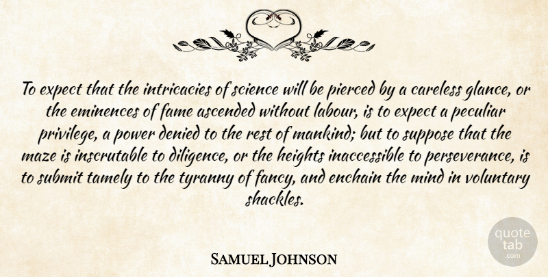 Samuel Johnson Quote About Perseverance, Mind, Peculiar: To Expect That The Intricacies...
