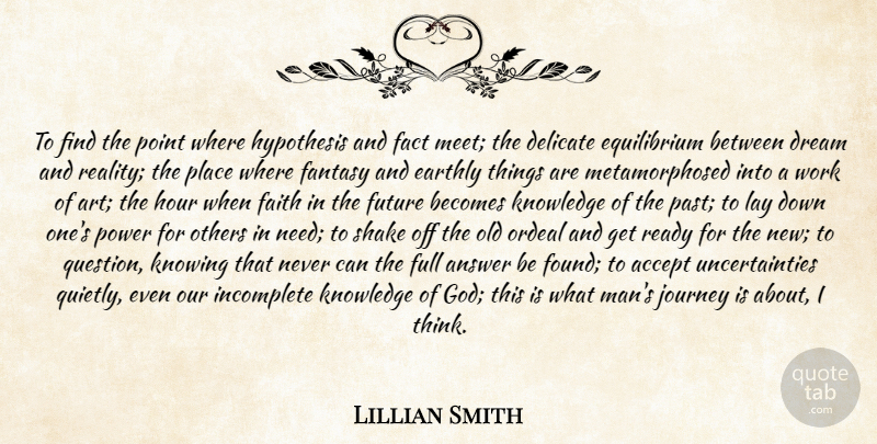 Lillian Smith Quote About Life, Dream, Art: To Find The Point Where...