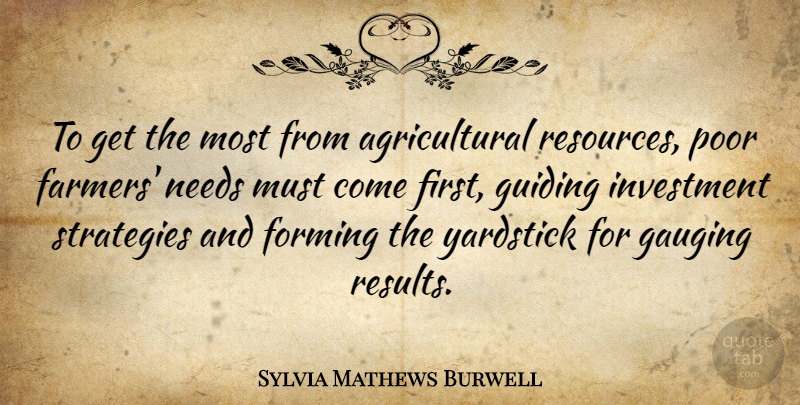 Sylvia Mathews Burwell Quote About Forming, Guiding, Needs, Strategies, Yardstick: To Get The Most From...