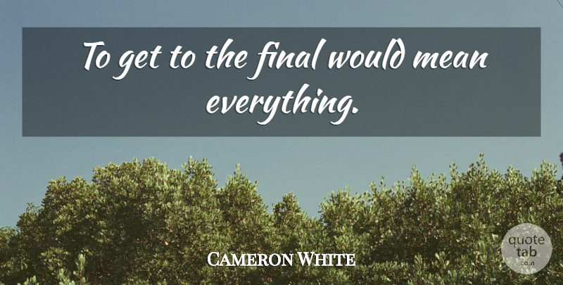 Cameron White Quote About Final, Mean: To Get To The Final...