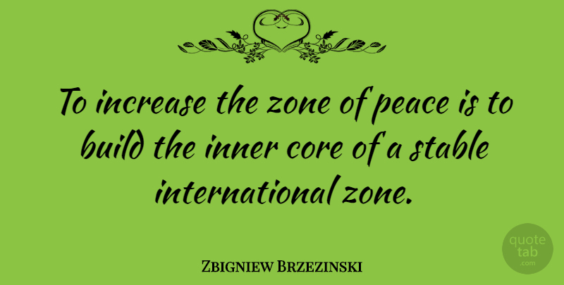 Zbigniew Brzezinski Quote About Increase, Inner, Peace, Stable, Zone: To Increase The Zone Of...