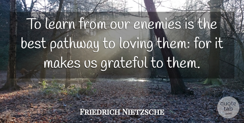 Friedrich Nietzsche Quote About Thank You, Grateful, Enemy: To Learn From Our Enemies...