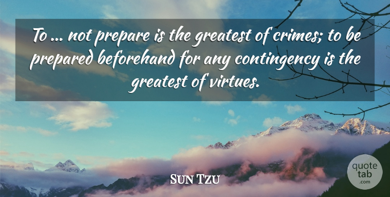 Sun Tzu Quote About War, Virtue, Crime: To Not Prepare Is The...
