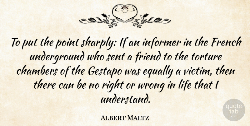 Albert Maltz Quote About Gestapo, Victim, Torture: To Put The Point Sharply...