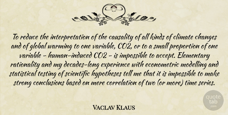 Vaclav Klaus Quote About Strong, Two, Long: To Reduce The Interpretation Of...