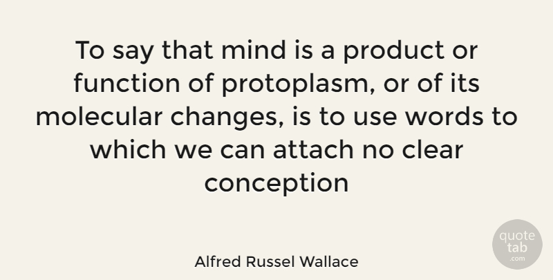 Alfred Russel Wallace Quote About Mind, Use, Function: To Say That Mind Is...