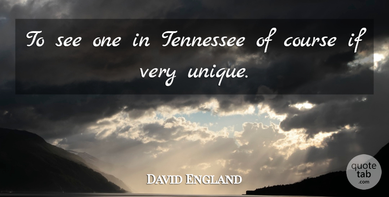 David England Quote About Course, Tennessee: To See One In Tennessee...