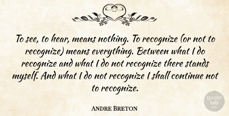 Andre Breton Quote About Mean, Perception, Awareness: To See To Hear Means...
