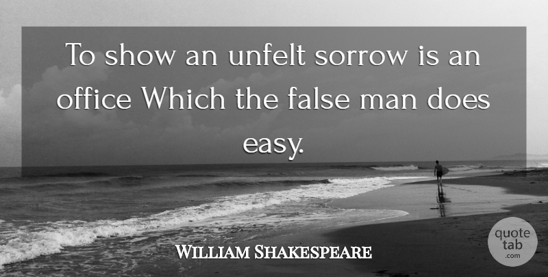 William Shakespeare Quote About Men, Office, Hypocrisy: To Show An Unfelt Sorrow...
