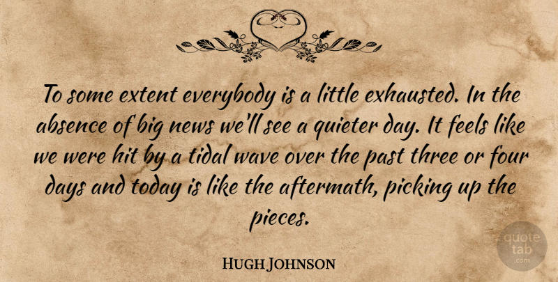 Hugh Johnson Quote About Absence, Days, Everybody, Extent, Feels: To Some Extent Everybody Is...