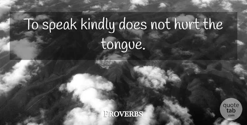 Proverbs Quote About Courtesy, Hurt, Kindly, Speak: To Speak Kindly Does Not...