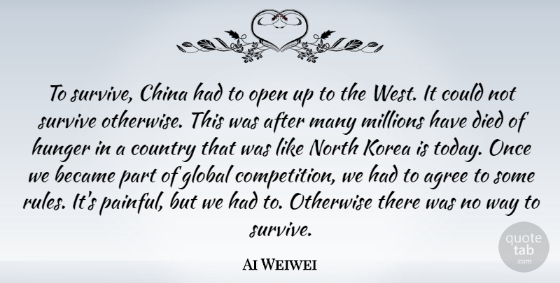 Ai Weiwei Quote About Country, Korea, Competition: To Survive China Had To...