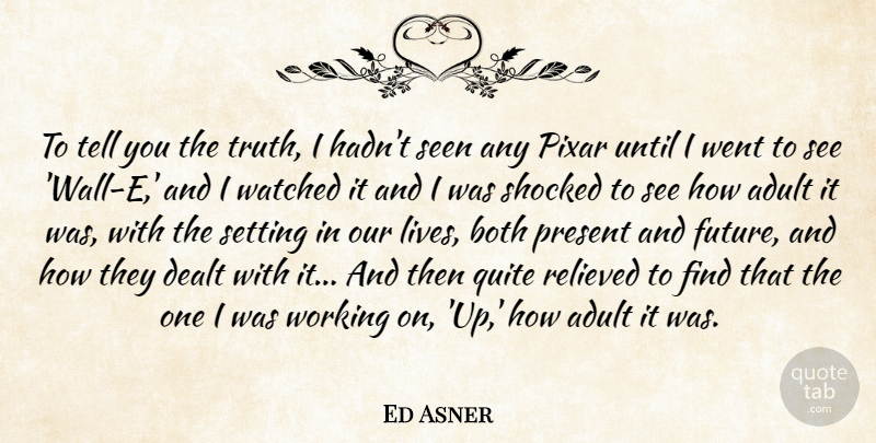 Ed Asner Quote About Adult, Both, Dealt, Future, Pixar: To Tell You The Truth...